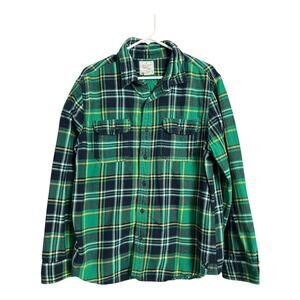 AE American Eagle Heritage Green Flannel Shirt Grunge Distressed Gorpcore XL